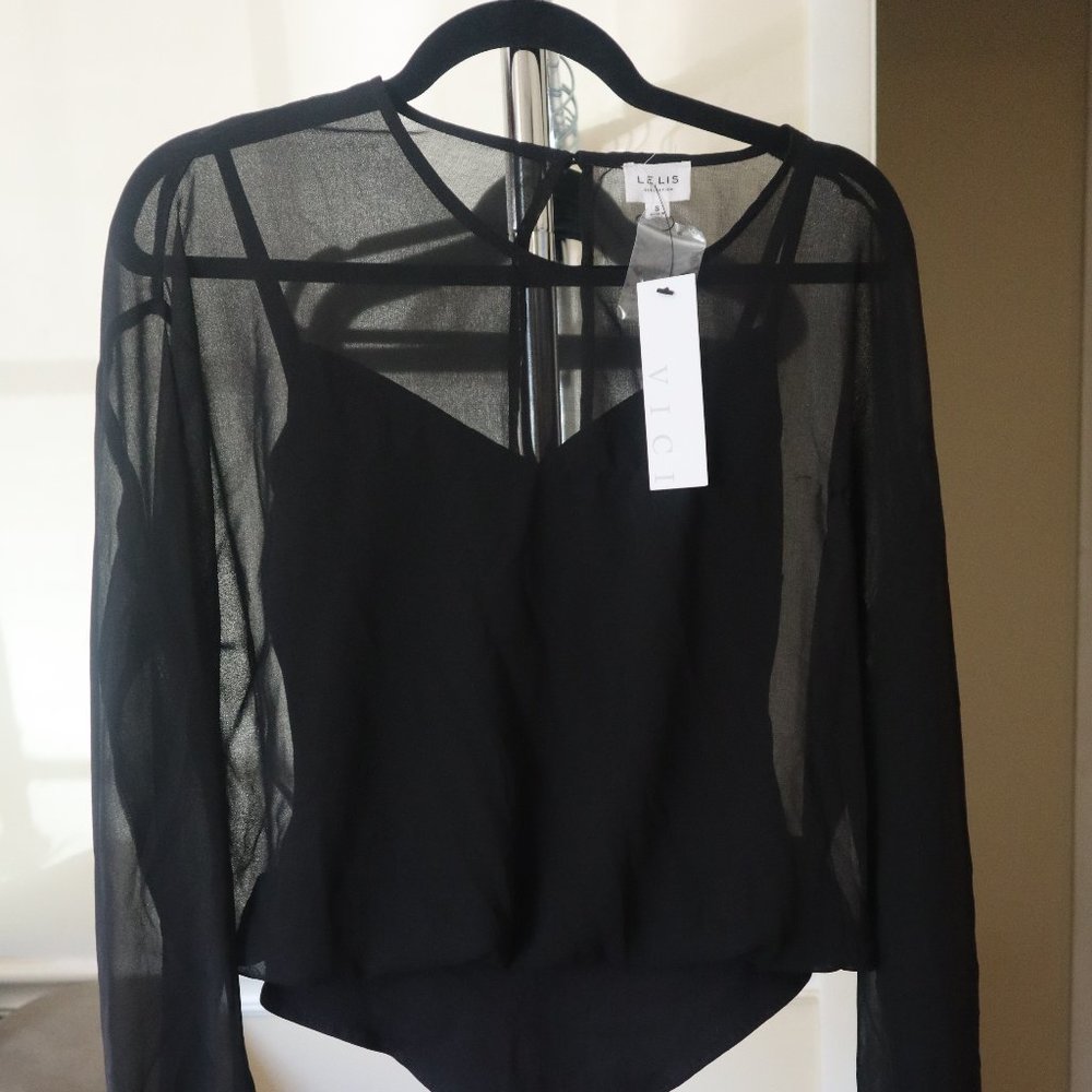 LE LIS Word to the Wise Mesh Bodysuit